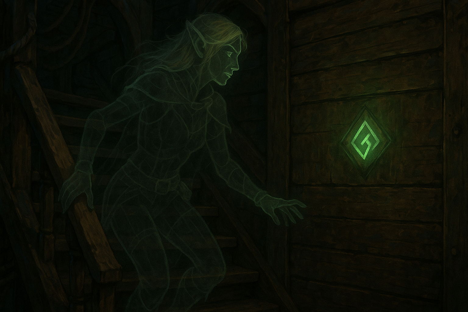 Yowensi investigating rune on stairs.png